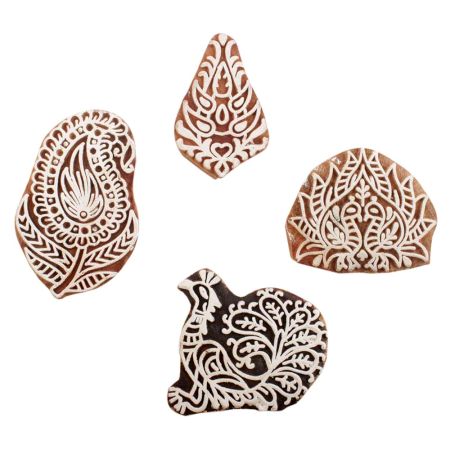 Set of 4 Piece New Mix Wooden Printing Block